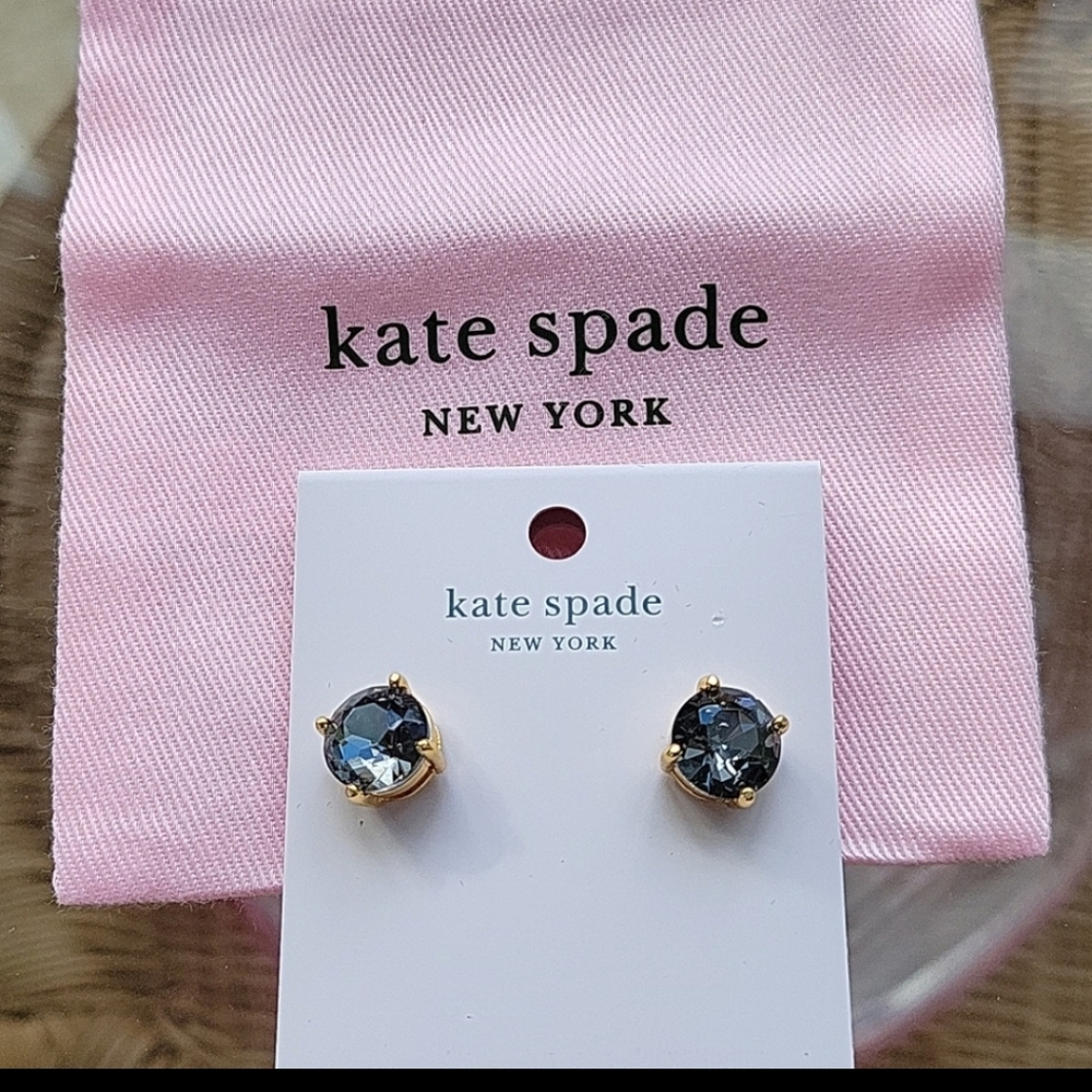 Kate Spade Round Black Diamond Earrings with bag